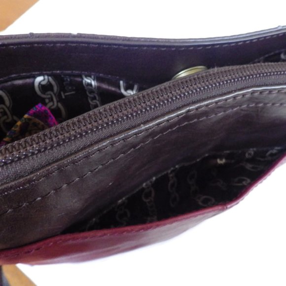 TIGNANELLO Leather Shoulder Bag/ Brown & Burgundy - Picture 4 of 8